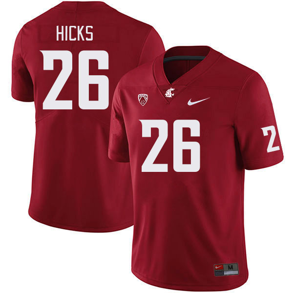 Washington State Cougars #26 Davon Hicks College Football Jerseys Stitched Sale-Crimson